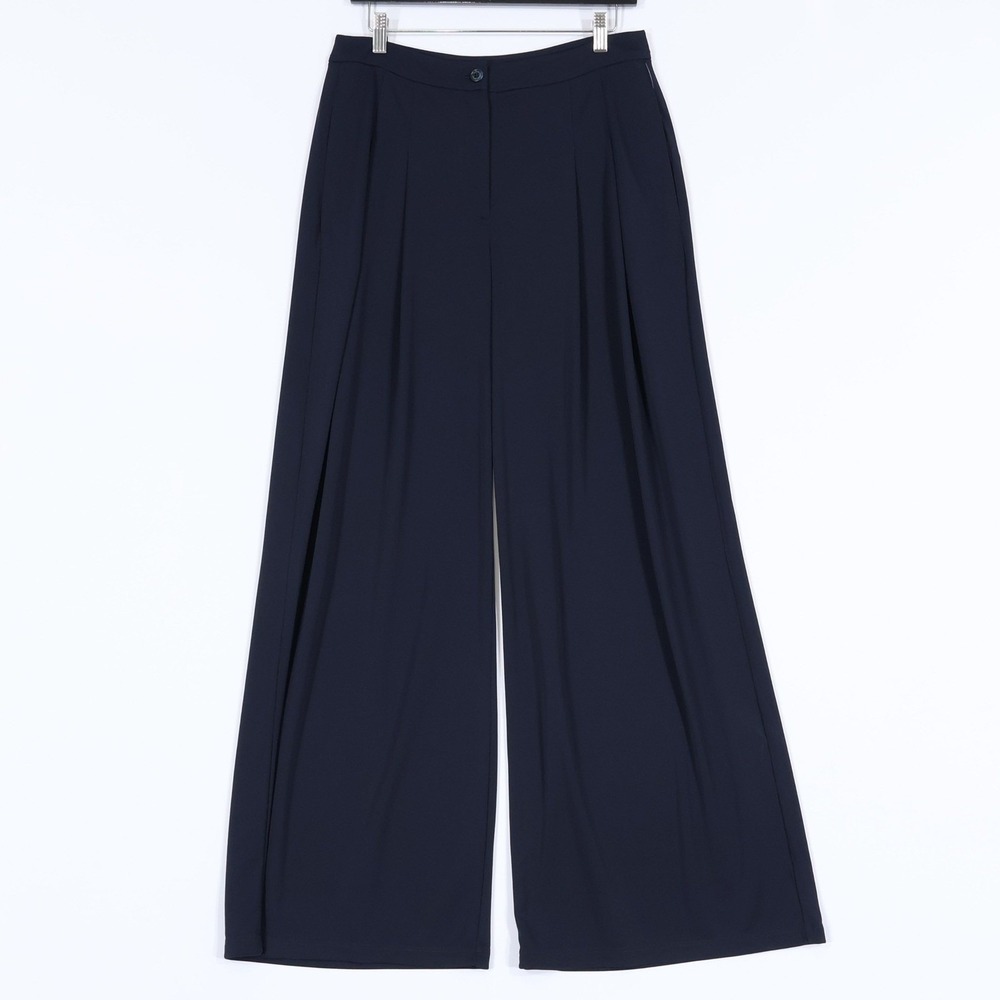 Lauren Ralph Lauren Stretch Jersey Pant Womens 14 Blue Wide Leg Pleated $145 NWT